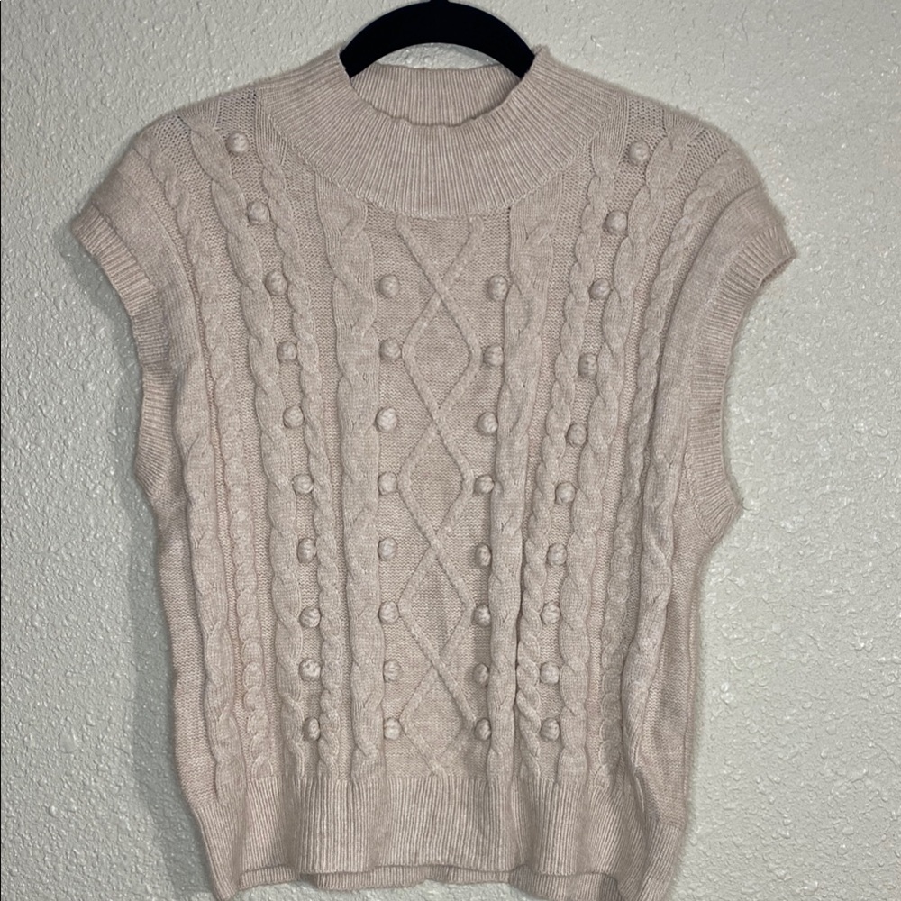 Debut Brand Cream Cropped Sweater Vest NWOT Size L